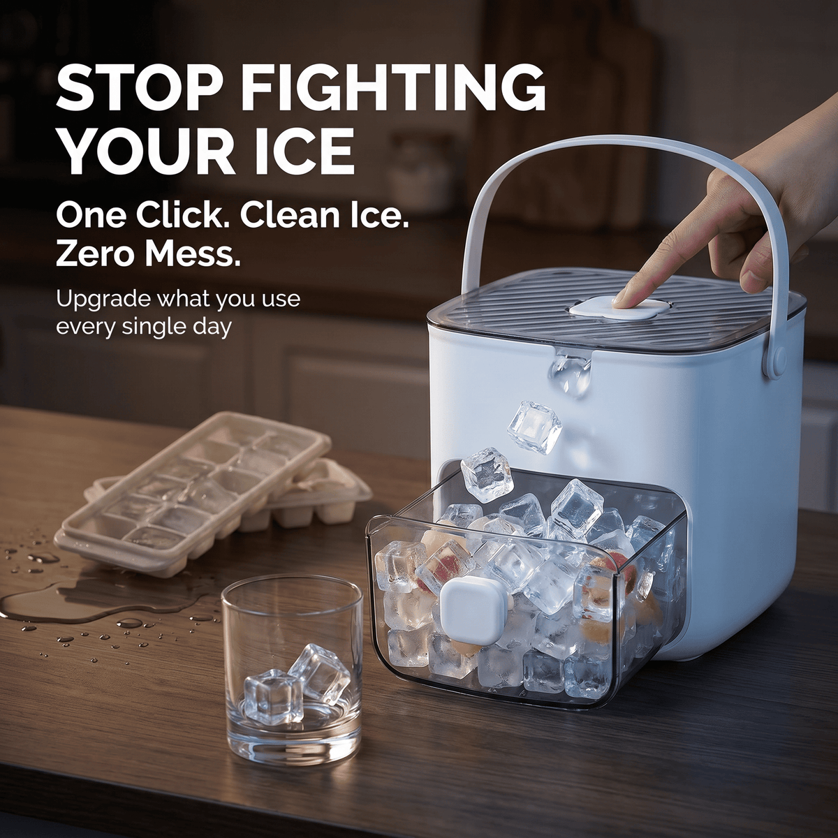 🧊 LAST DAY 50% OFF ✨ ONE PRESS ICE SYSTEM — CLEAN ICE. ZERO EFFORT. ❄️