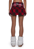 Dragon Plaid Flare Miniskirt