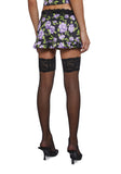 Floral Satin Mini Skirt
