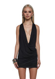 Shredded Drape Mini Dress