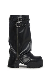 Warp Knee High Pant Boots - Black