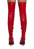 Thigh High Stretch Boots - Red