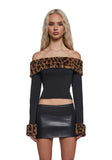 Socialite Spotted Leopard Off The Shoulder Top