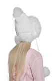 Bubble Pop Faux Fur Hat With Pom Poms - White