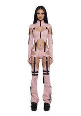 Digital Lands Bodysuit And Leg Warmers Set - Pink