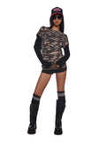 Camo Twofer Long Sleeve Top