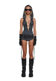 Downbeat Hooded Romper - Black