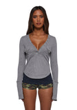 Brianna Long Sleeve Top - Gray