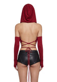 Woman in Red Hooded Top