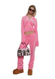 OG Big Bling Velour Hoodie - Pink