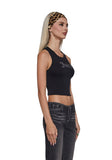Bling High Neck Seamless Crop Tank - Black