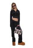 Embossed Velour Corset Hoodie
