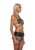Land Escape Fur Buckle Belt With Pouch