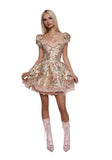 Tea And Circumstance Brocade Mini Dress - Pink