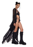 Sparkled Myths Hooded Duster - Black