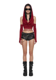 Woman in Red Hooded Top