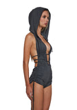 Downbeat Hooded Romper - Black