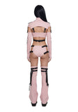 Digital Lands Bodysuit And Leg Warmers Set - Pink