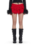 Darling Affection Ruffled Mini Skort - Red