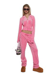 OG Big Bling Velour Track Pants - Pink