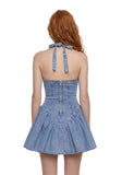 Divine Feminine Peplum Dress - Denim