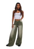 Sinful Attitude Wide Leg Jeans - Green