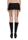 Dust Garter Mini Skirt - Black
