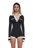 Preppy Femme Collared Romper