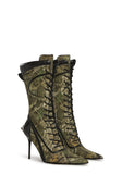 Camo Lace Up Heeled Boots
