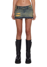Aggro Vibes Washed Denim Skirt