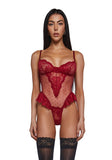 Wild Embrace Lace Bodysuit - Red
