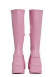 New Fans Wedge Stretch Boots - Pink
