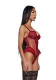 Wild Embrace Lace Bodysuit - Red