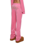 OG Big Bling Velour Track Pants - Pink