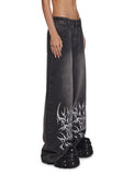 Sinful Attitude Wide Leg Jeans - Abstract