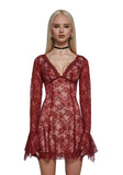 Mary Jane Lace Dress - Red