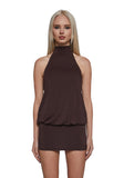 Club Moves Halter Dress - Brown