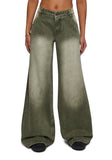 Sinful Attitude Wide Leg Jeans - Green
