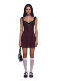Double Date Mini Dress - Dark Red