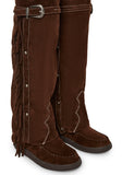 Fringe Thigh High Wedge Boot
