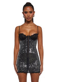 Captivating Gazes Slip Dress - Sequin