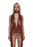 Ego Halter Dress With Scarf - Gold