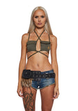 Land Escape Fur Buckle Belt With Pouch