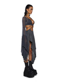 Echo Asymmetrical Mesh Wrap Dress - Dark Gray