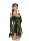 F is For Fairies Handkerchief Dress - Olive Velvet