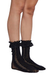 Shadow Lace Crew Socks - Black