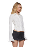 Rare Moment Collared Top - White