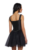 Polished Pirouette Corset Dress - Black