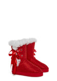 Snowflake Cadet Rhinestone Booties - Red