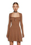 Mid Century Date Thermal Dress - Brown